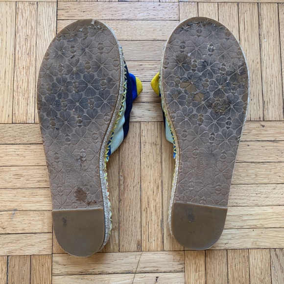 KATE SPADE Blue Striped Bow Saltie Shore Round Toe Platform Slip On Espadrille - Picture 4 of 6